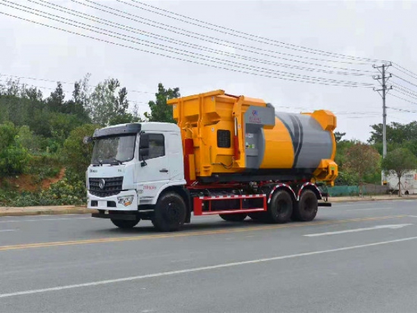 東風(fēng)專(zhuān)底D3L國(guó)六后雙橋車(chē)廂可卸（鉤臂）式垃圾車(chē)